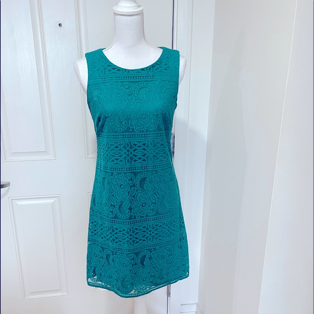 Eliza J Lace Overlay Sheath Dress